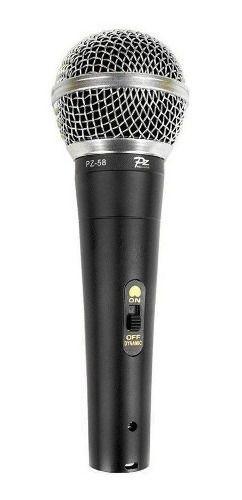 Microfone com Fio de Mão Pz 58 Dinamico Chave Liga/desliga