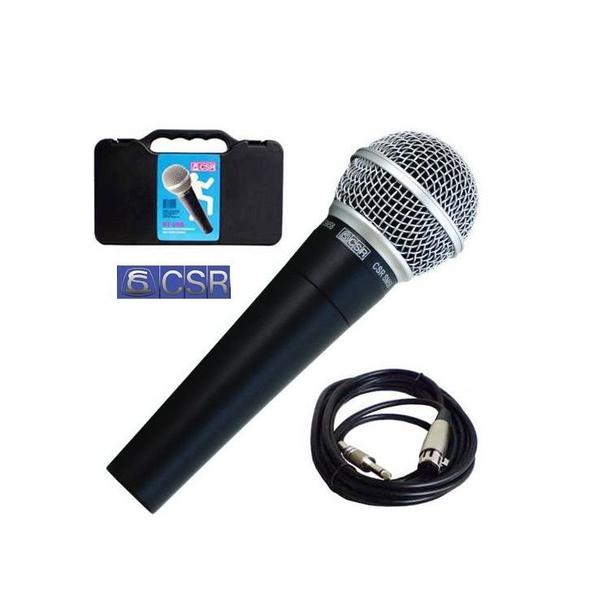 Microfone com Fio Mão Dinâmico CSR HT58A com Maleta