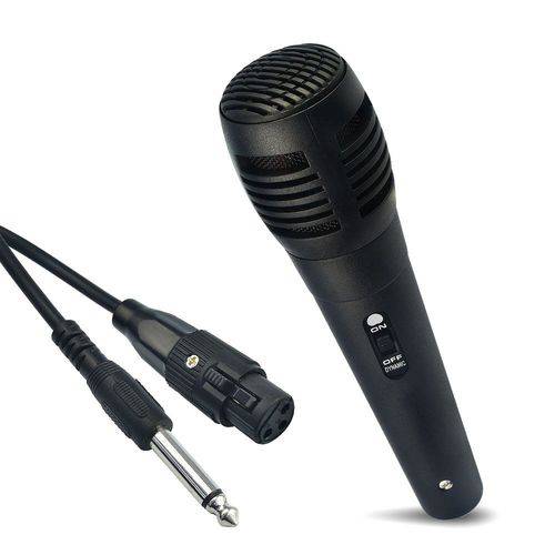 Microfone com Fio Plug P10 Preto 1,5m-infokit-mic-pf10