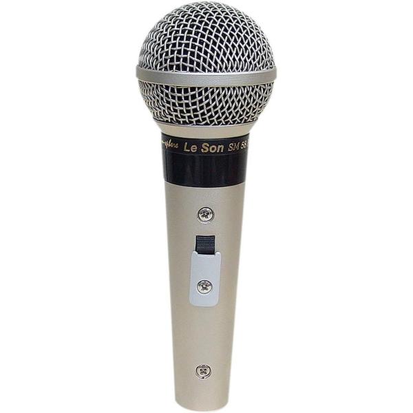 Microfone com Fio Profissional Sm58 P4 A/b Champanhe Acompanha Cabo de 5 Metros - Leson