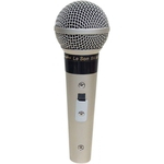 Microfone Com Fio Profissional SM58 P4 A/B Champanhe (Com Cabo de 5 Metros) LESON