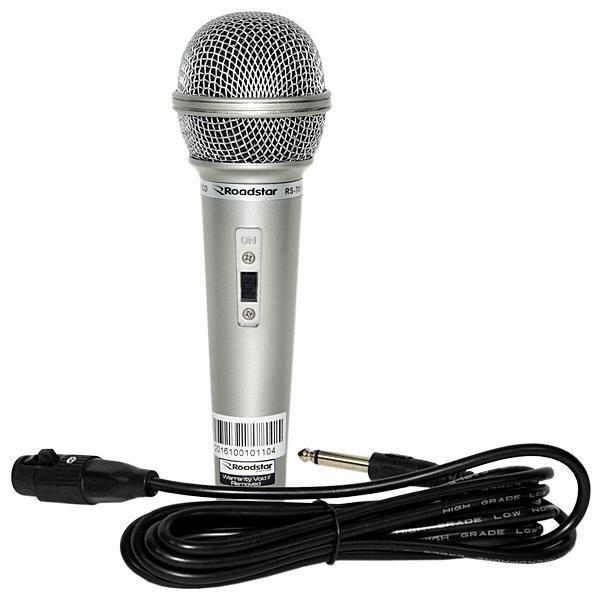 Microfone com Fio Roadstar RS-701 com Cabo 4.0 de 2,5 Metros - Prata