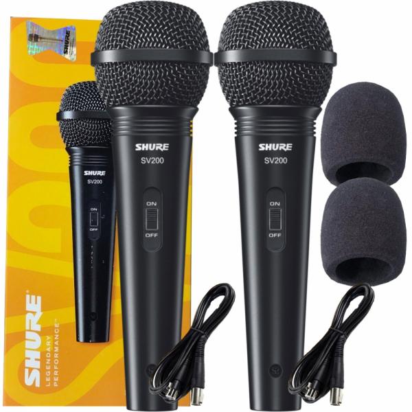 Microfone com Fio Shure SV200 Dinâmico Kit C/ 2