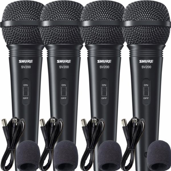 Microfone com Fio Shure SV200 Dinâmico Kit C/ 4