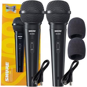Microfone com Fio Shure SV200 Dinâmico Kit com 2