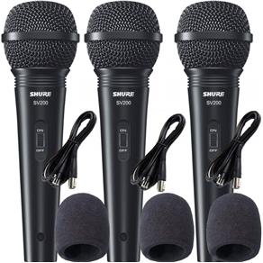 Microfone com Fio Shure SV200 Dinâmico Kit com 3