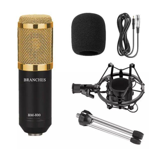 Microfone Condensador Bm800 Estúdio+ Braço + Shock Mount - Branches