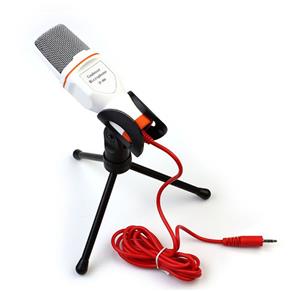 Microfone Condensador com Tripe para Gravaçao Profissional para Pc e Notebook Branco