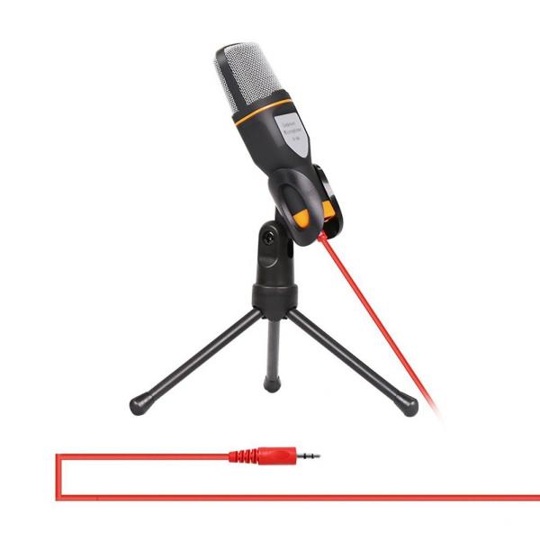 Microfone Condensador com Tripe para Gravaçao Profissional para Pc e Notebook Preto - Importado