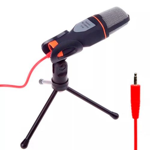 Microfone Condensador com Tripe para Gravação Profissional para Pc e Notebook Preto