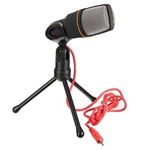 Microfone Condensador com Tripe para Gravaçao Profissional para Pc e Notebook Preto