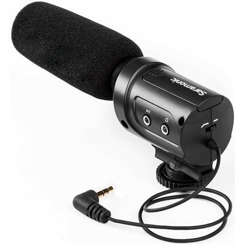 Microfone Condensador Mini Direcional Saramonic SR-M3 com Entrada para Fone