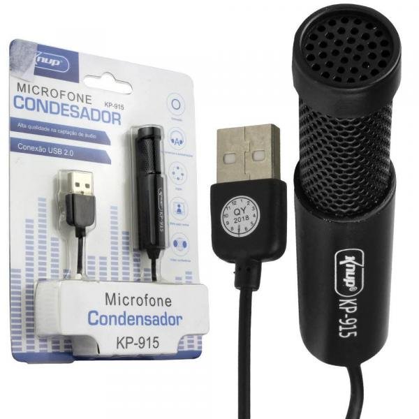 Microfone Condensador para Gravação no Pc Mesa Knup Kp-915