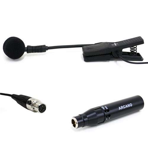 Microfone Condensador para Instrumento Arcano WZ-2000 (MIN4P) C/ Adaptador XLR Phantom Sax
