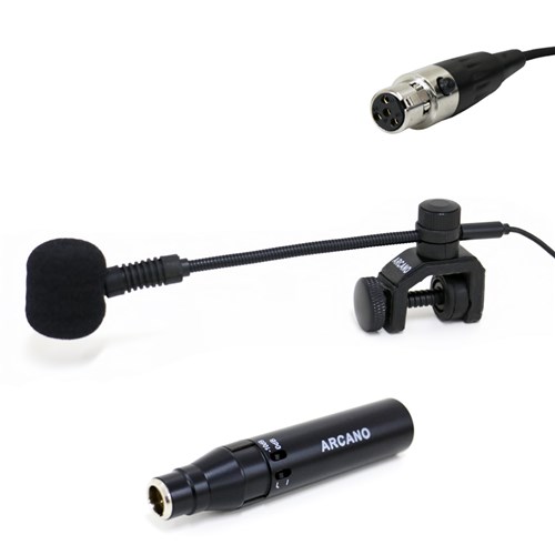 Microfone Condensador Arcano WZS-3000 Mini XLR 4 Pinos + Adaptador XLR Phantom