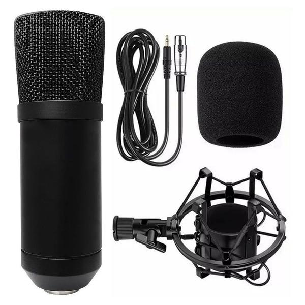 Microfone Condensador Unidirecional Youtuber Profissional Estudio Gravaçao Live Audio Home Studio Musica Podcast Festa - Ab Midia