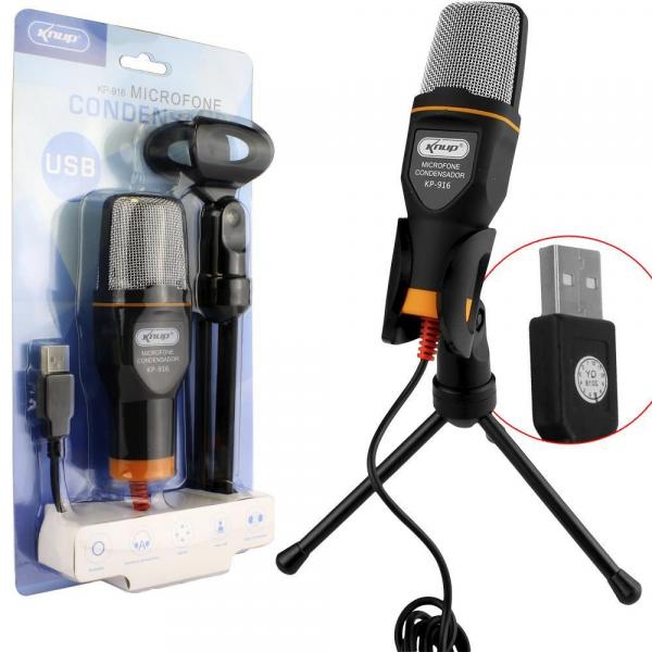 Microfone Condensador USB para Video Youtube e Mesa Gravacao KP-916 KP-916 Generico