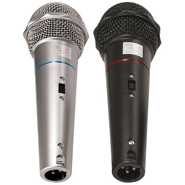 Microfone CSR-505 Duplo com Fio 1 Preto e 1 Prata - eu Quero Eletro