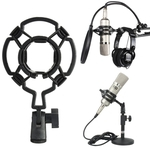Microfone de estúdio Microfone de choque Suporte de montagem para dispositivos de clipe de microfone de condensador de grande diaframe
