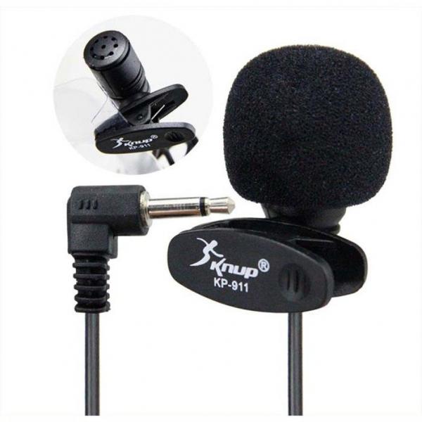 Microfone de Lapela 3.5mm P2 Knup com Espuma Máxima Qualidade Stereo