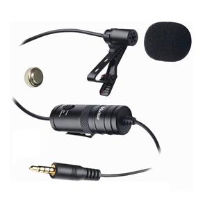 Microfone de Lapela com Cabo Longo para Smartphone, Câmera DSLR e Câmera de Ação