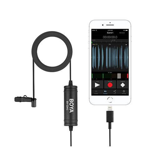 Microfone de Lapela Levallier Digital Boya By-dm1 com Conector Lightning para Ios Apple