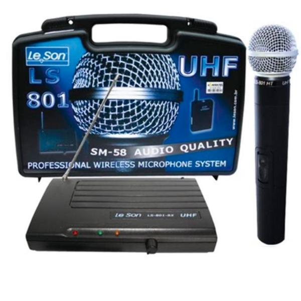 Microfone de Mão Sem Fio LS801HT UHF SM58 - Leson