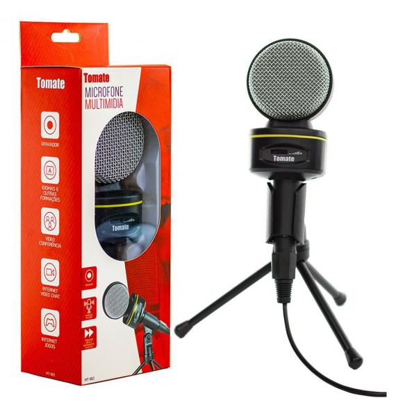 Microfone de Mesa Condensador P2 Tripe Gravação Profissional Youtube Lives Streamer Pc - Tomate