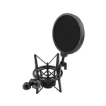 Microfone de plástico preto Suporte de choque com Kit de Filtro Pop integrado