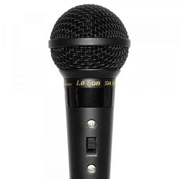 Microfone Dinâmica Profissional Leson Sm58 B com Fio 5mts - Le Son