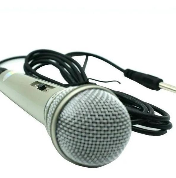 Microfone Dinâmico 701 com Fio Cabo P10 Profissional Prata - Jiaxi