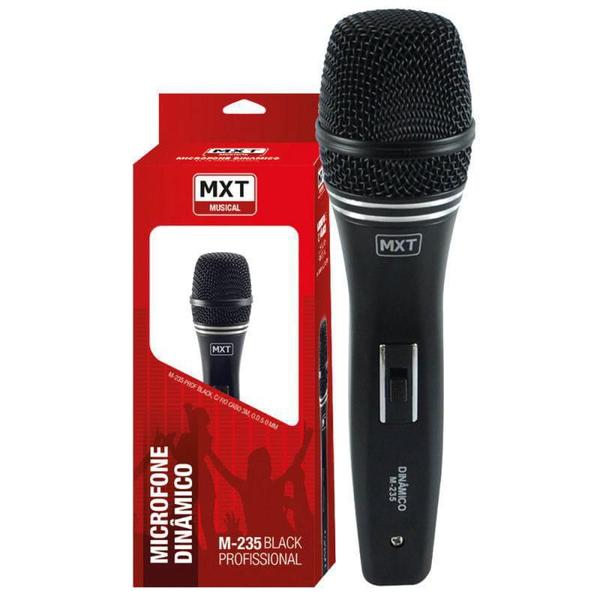 Microfone Dinâmico com Fio M-235 Profissional - Cabo 3 Metros - O.D.5.0 Mm - Mxt