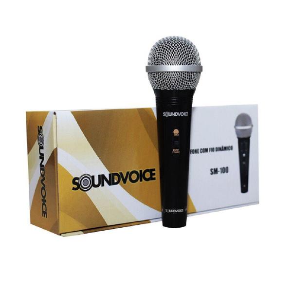 Microfone Dinâmico com Fio SoundVoice SM 100 + Cabo