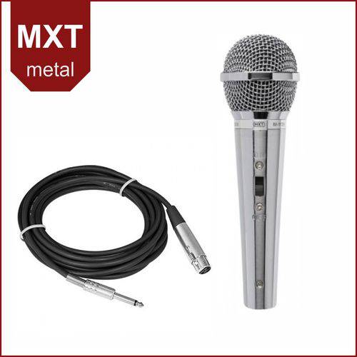 Microfone Dinâmico de Mão Profissional Metal Prata MXT M-1138