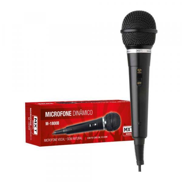 Microfone Dinâmico de Plástico M-1800B Preto Cabo 3.0M OD: 4.0MM - Mxt