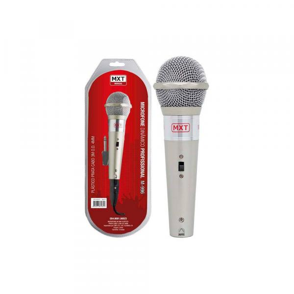 Microfone Dinamico de Plastico M-996 Prata Cabo 3.0m Od: 4.0mm - Mxt