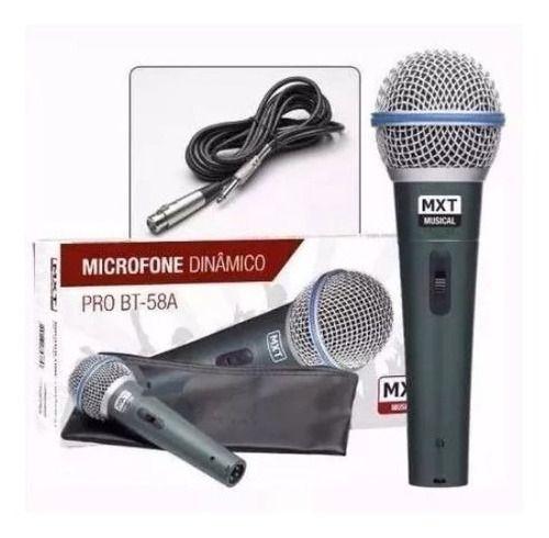 Microfone Dinâmico Metal Pro com Capa e Cabo 4,5m - Btm-58a - Mxt