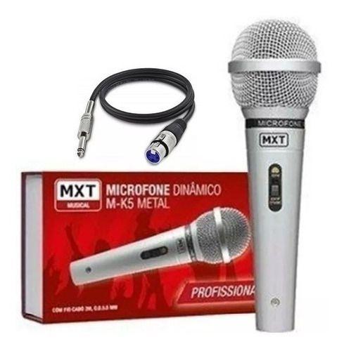 Microfone Dinâmico Mxt Profissional Mk-5 Metal com Fio