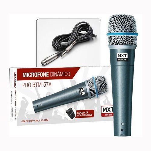 Microfone Dinâmico Pro com Capa e Cabo 4,5m - Btm-57a - Mxt