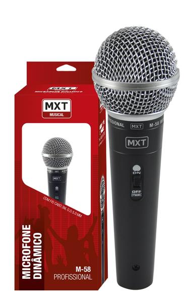 Microfone Dinâmico Profissional M-58 C/ Cabo 3 Metros - MXT
