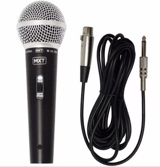 Microfone Dinâmico Profissional Mxt M-58 Shure + Cabo 3 Metros - Complete Store