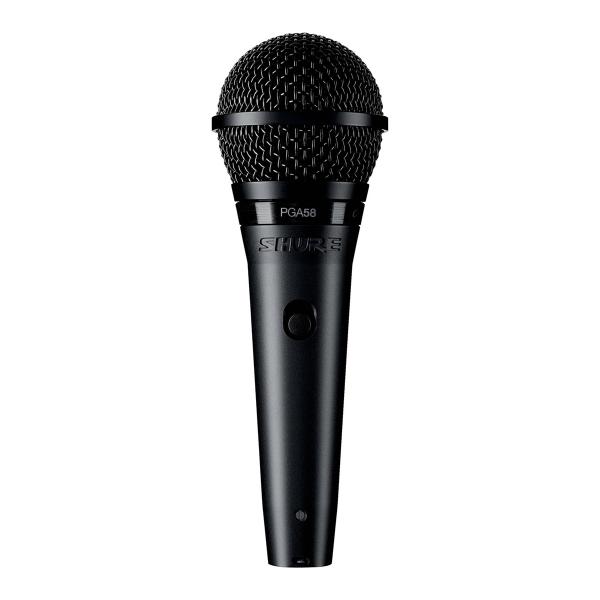 Microfone Dinâmico Shure PGA58-LC Cardióide Preto Bolsa com Zíper