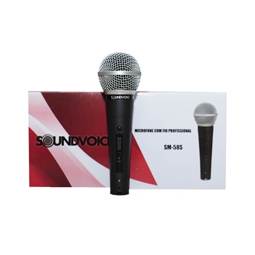Microfone Dinâmico Soundvoice Sm58s C/ Cabo e Chave - Ac1761