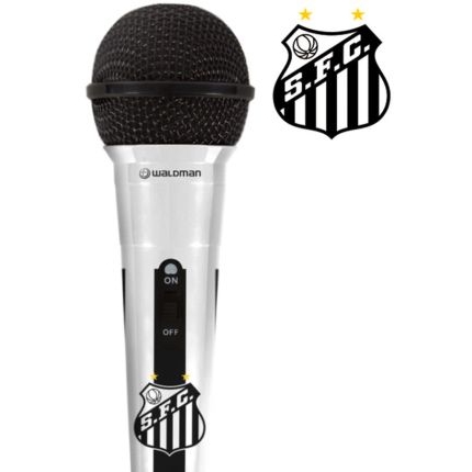 Microfone do Santos com Fio Preto e Branco Mic-10 Waldman