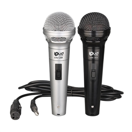 Microfone Duplo com Fio Preto e Prata Dm-201 Loud