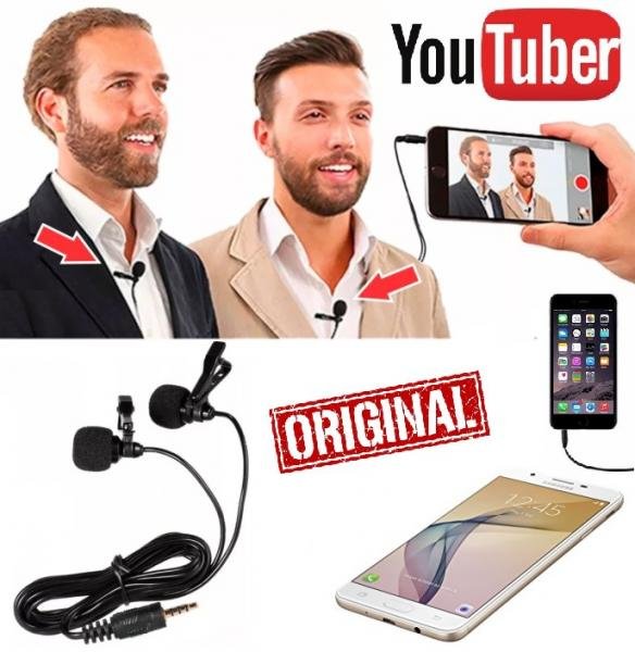 Microfone Duplo de Lapela para Celular Smartphone Iphone Android Universal Original Entrevistas Coach Youtuber - Leffa Shop