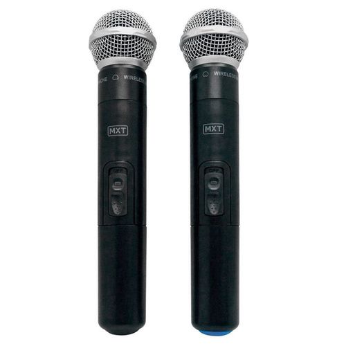 Microfone Duplo de Mão Sem Fio MXT UHF 302 com Maleta
