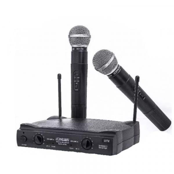 Microfone Duplo Profissional Dinâmico UHF Bivolt - Lelong