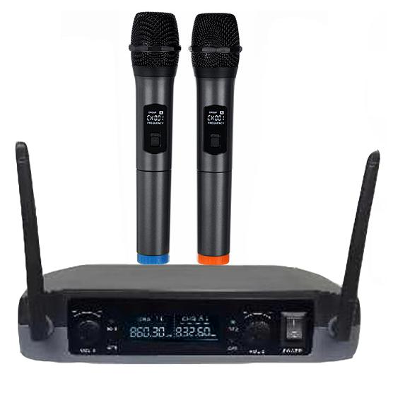 Microfone Duplo Profissional Wireless Sem Fio Uhf - Lotus