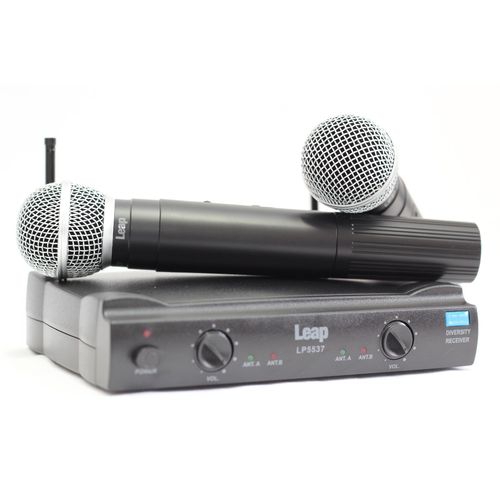 Microfone Duplo Sem Fio Leap Lp 5537 Uhf